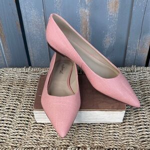 J. McLaughlin Gale Pointed Toe Linen Flats Light Pink Sz 9 NWOB